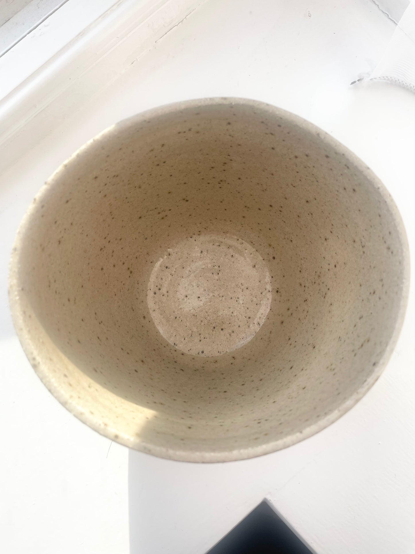 Be Water pot in flecked grey, handmade ceramics