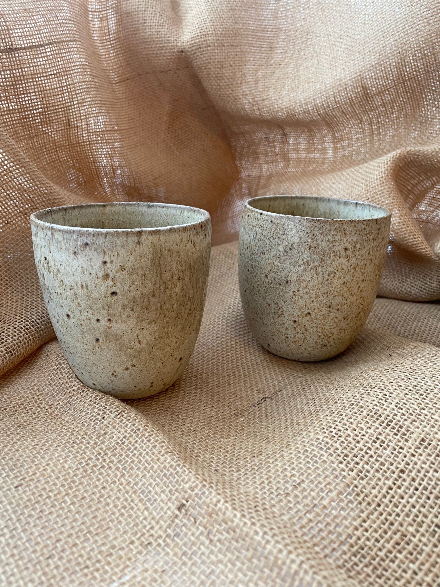 No Problem Mug in brown with shiny particles, Handmade ceramics