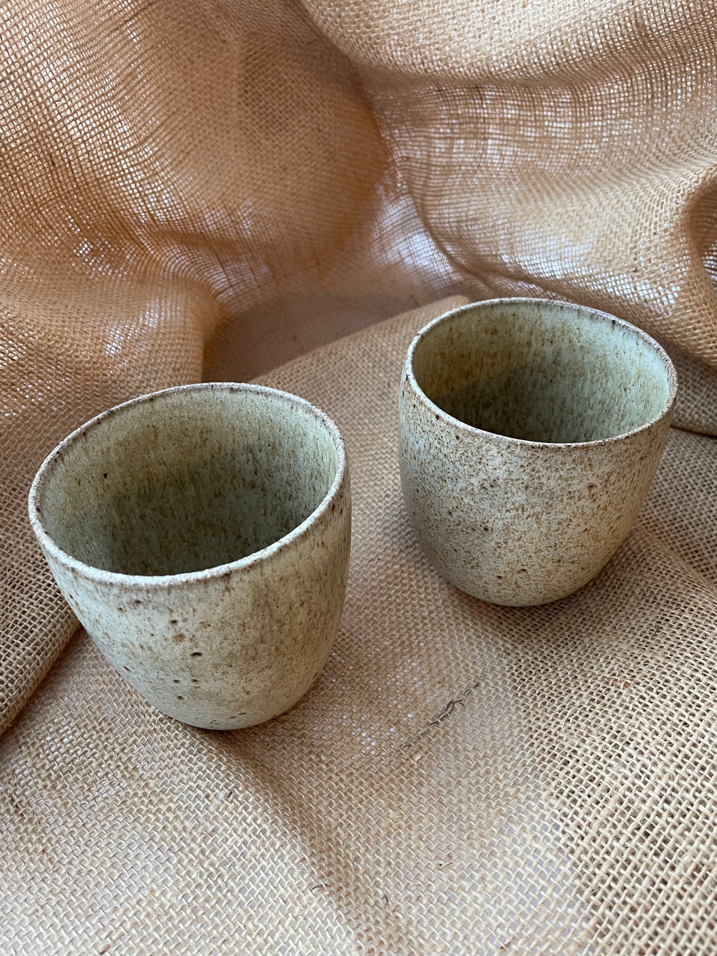 No Problem Mug in brown with shiny particles, Handmade ceramics