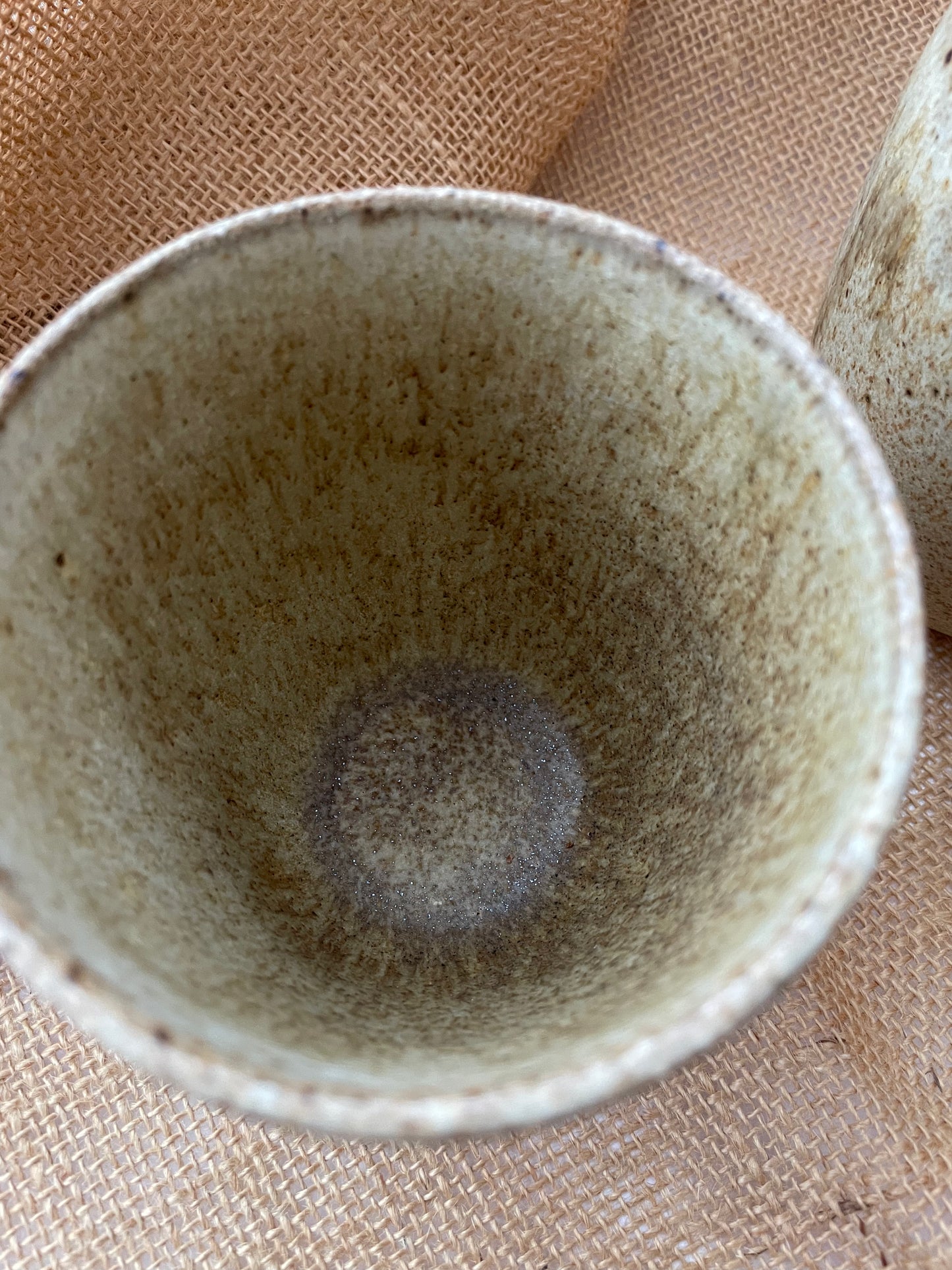 No Problem Mug in brown with shiny particles, Handmade ceramics