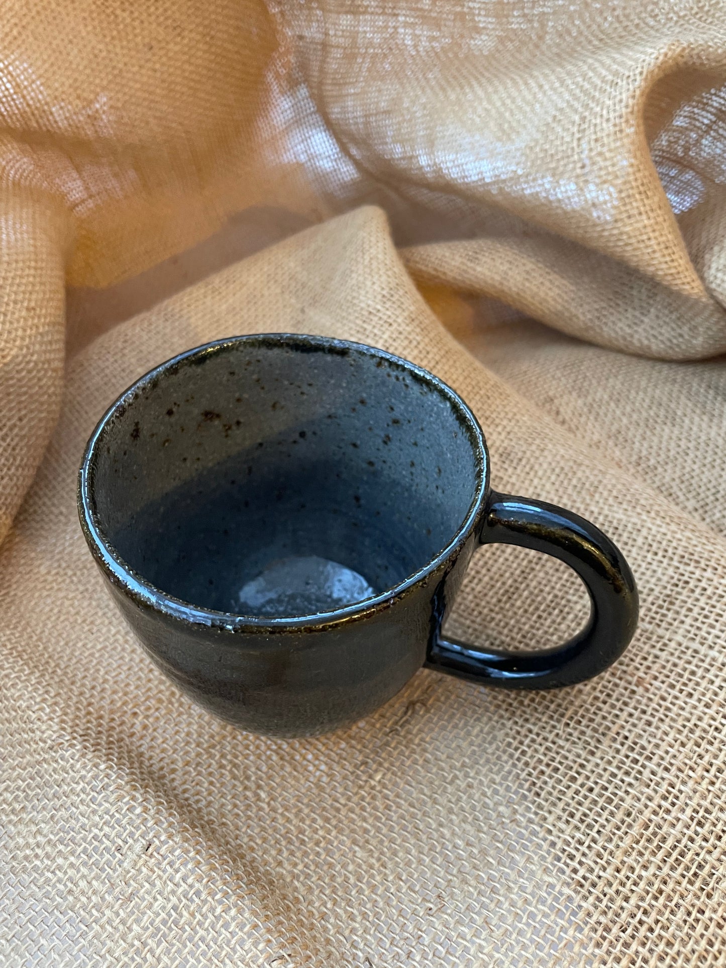 Question Mug in purple and mixed colors, handmade ceramics