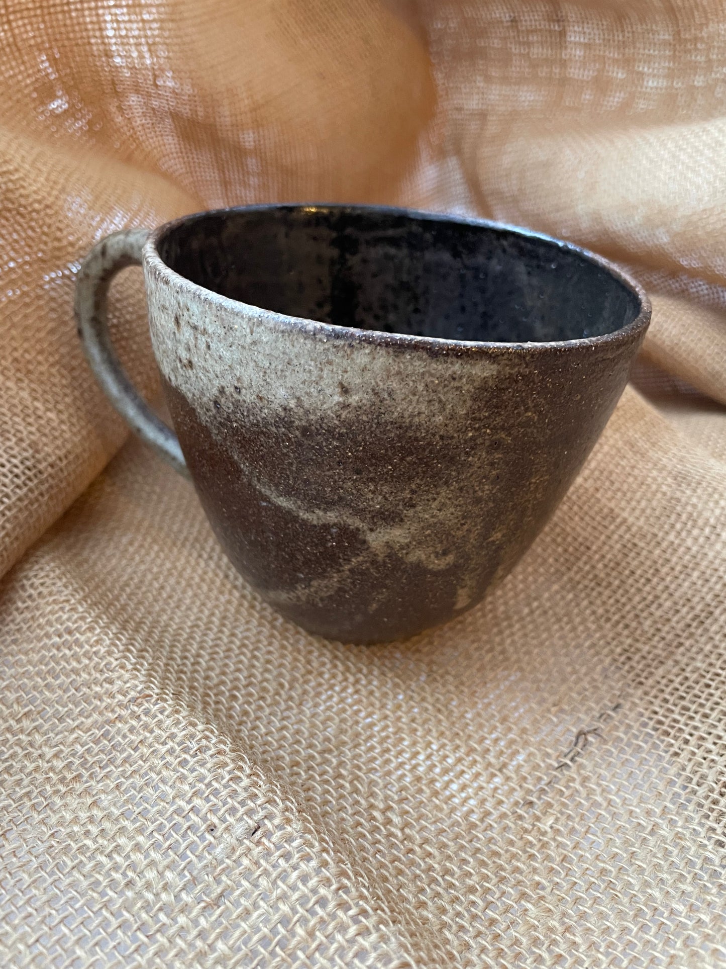 Question Mug in brown, grogged, handmade ceramics
