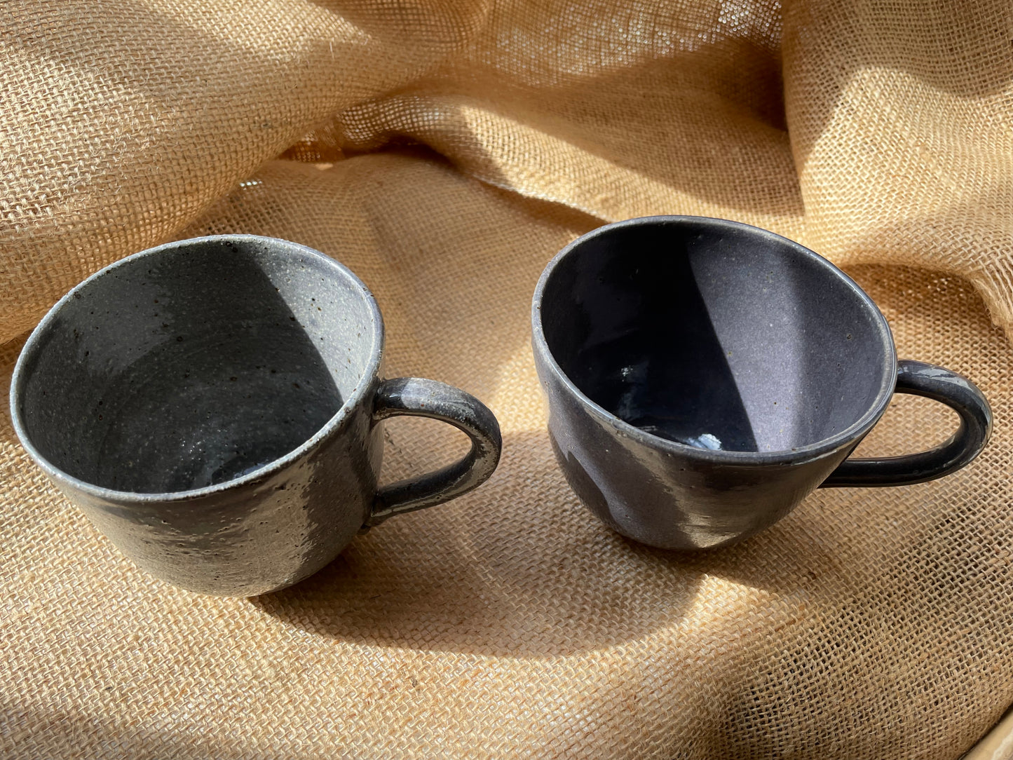 Question Mug in purple, slightly grogged, handmade ceramics