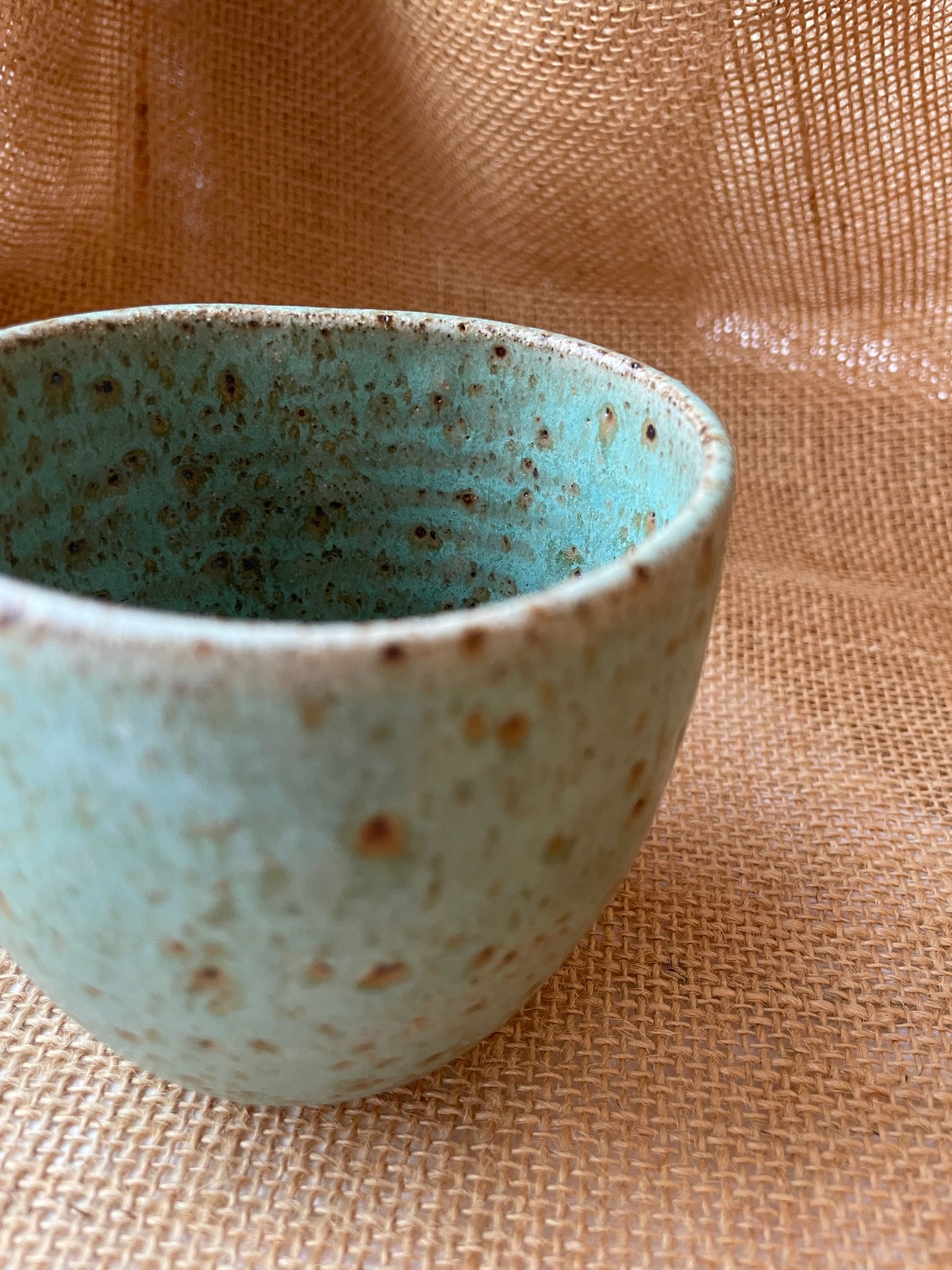 Mug in green, pebble shape, handmade ceramics #1