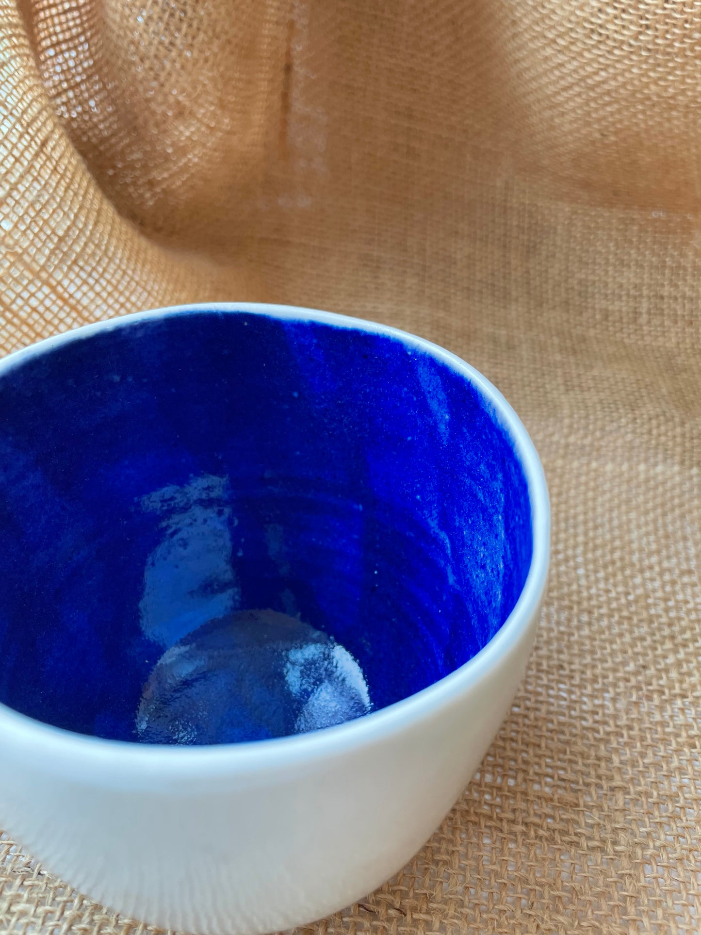 Mug in sky blue and white, pebble shape, handmade ceramics #5