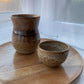 Sake set in orange brown, handmade ceramics
