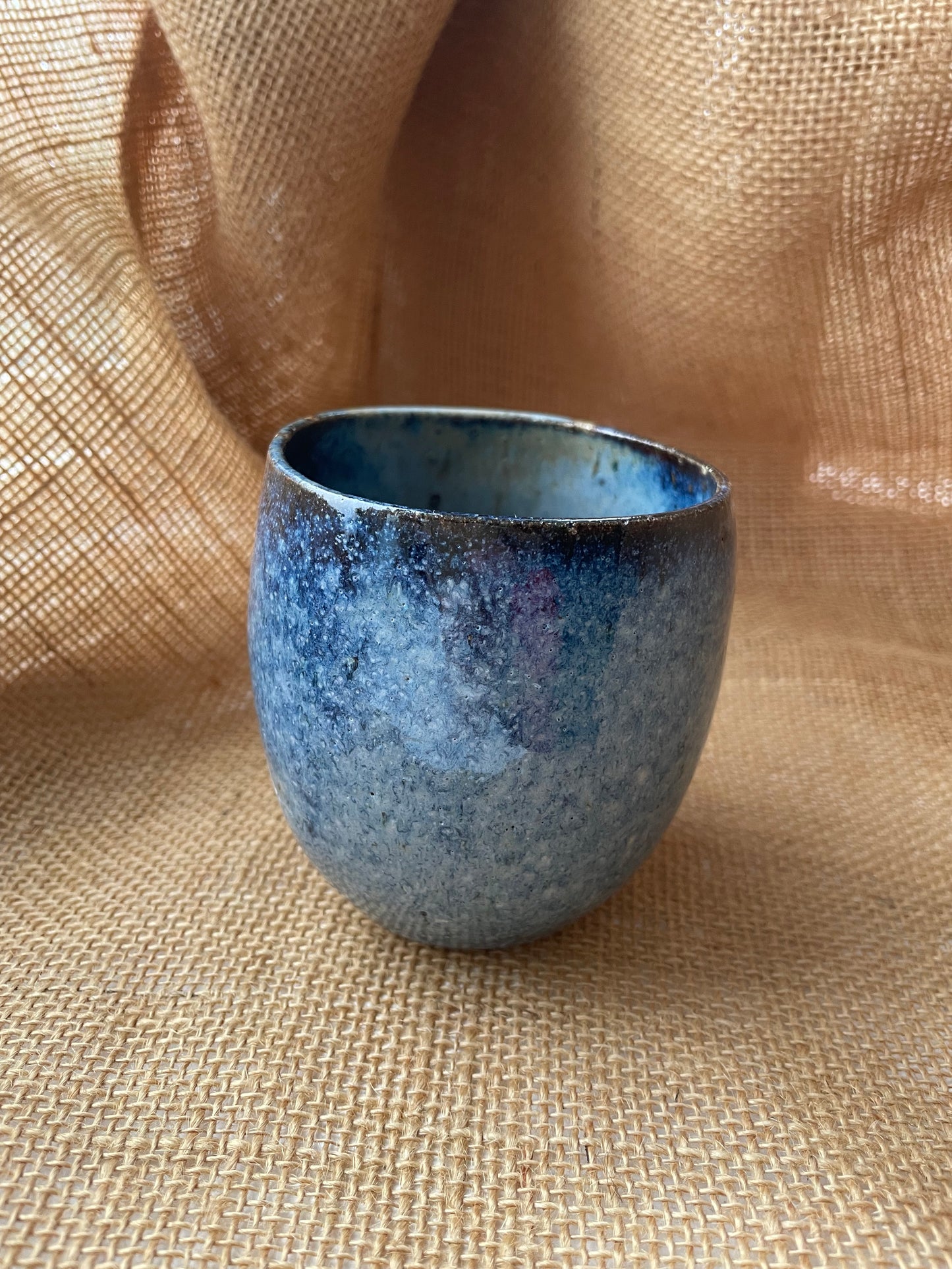 Mug in starry blue, angular shape, handmade ceramics #1
