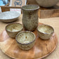 Sake set in brown, handmade ceramics