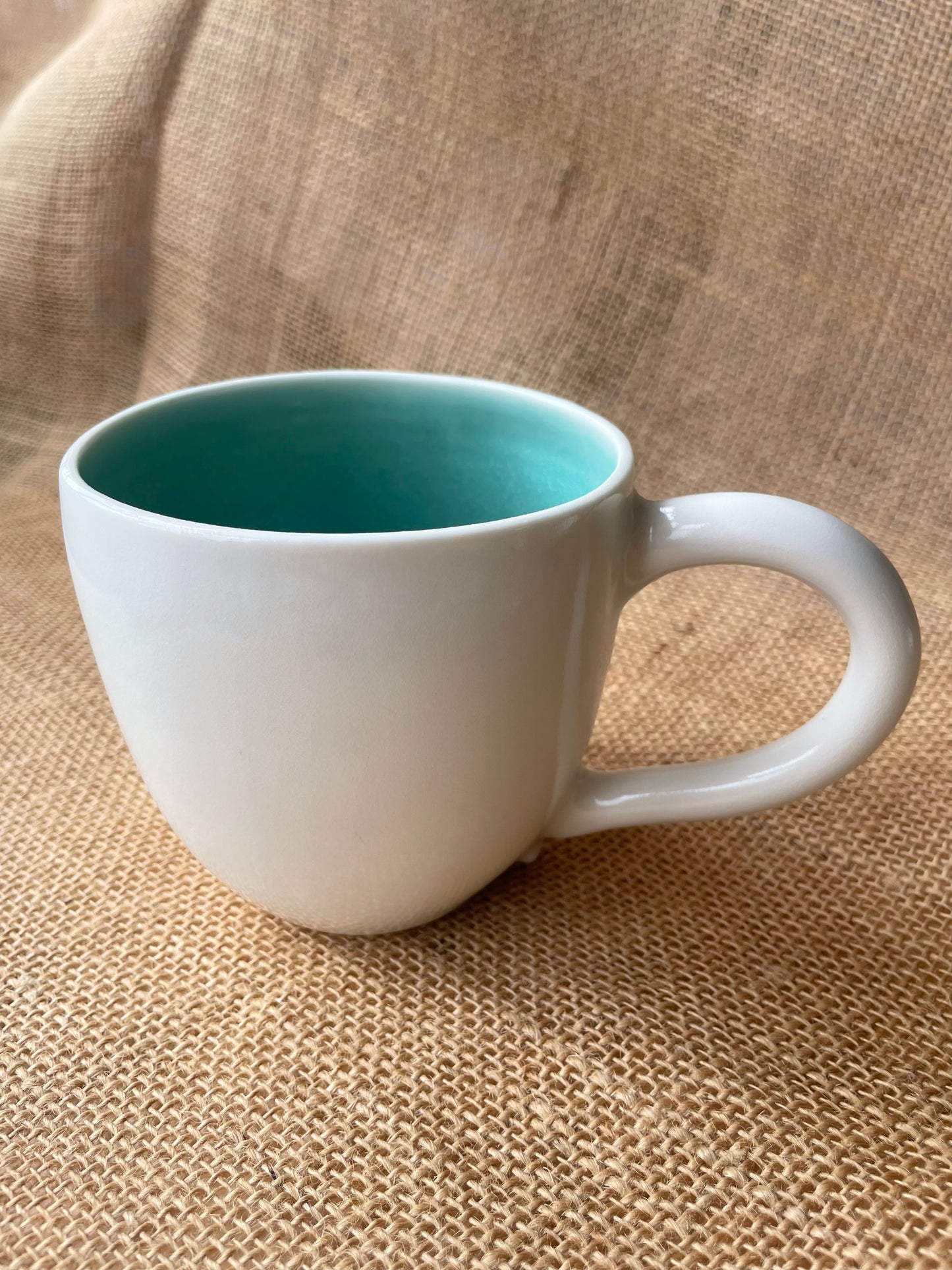 Question Mug in white, oval shape, handmade ceramics #2