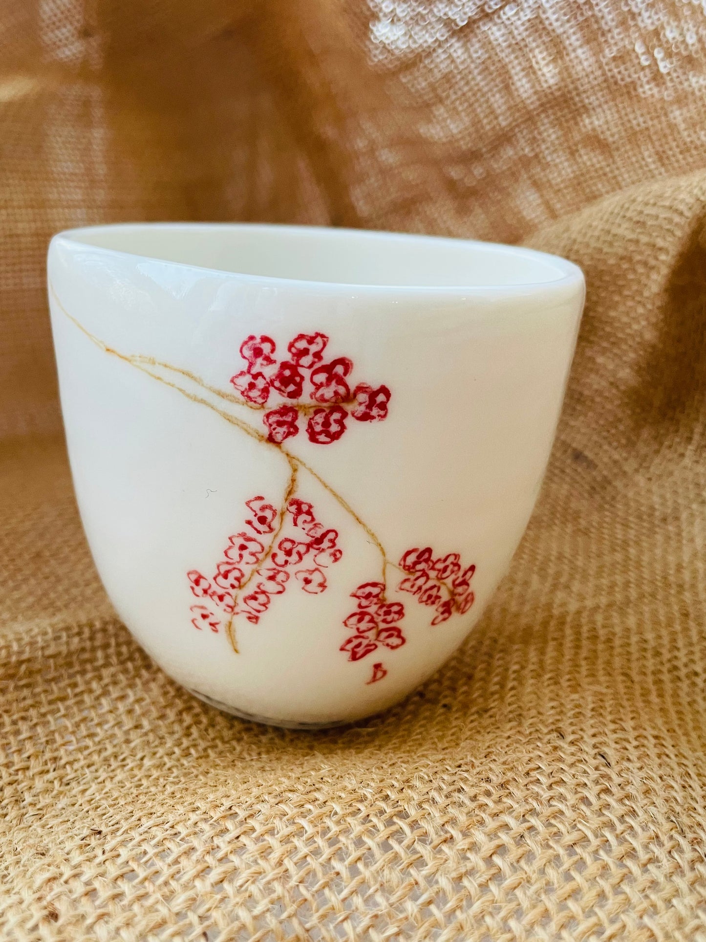 Sakura mug #3, sketch on porcelain