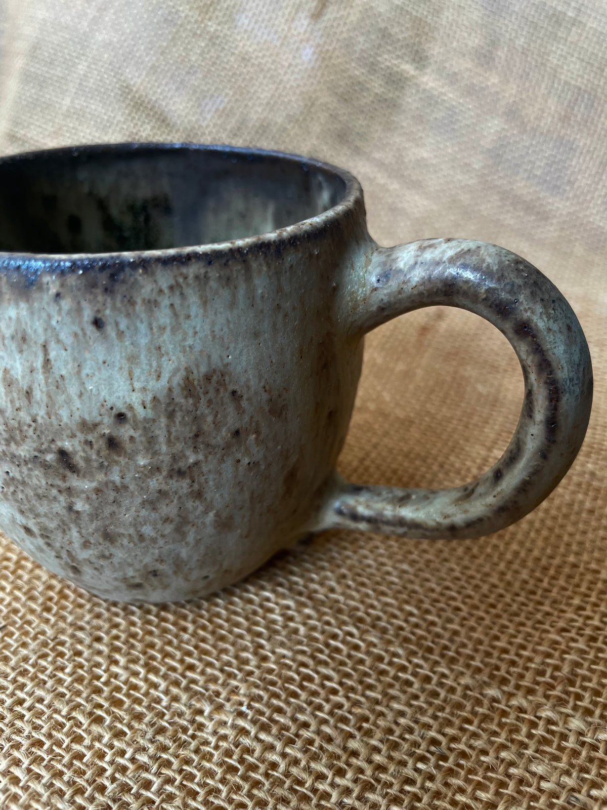 Question Mug in light brown, grogged, handmade ceramics #3