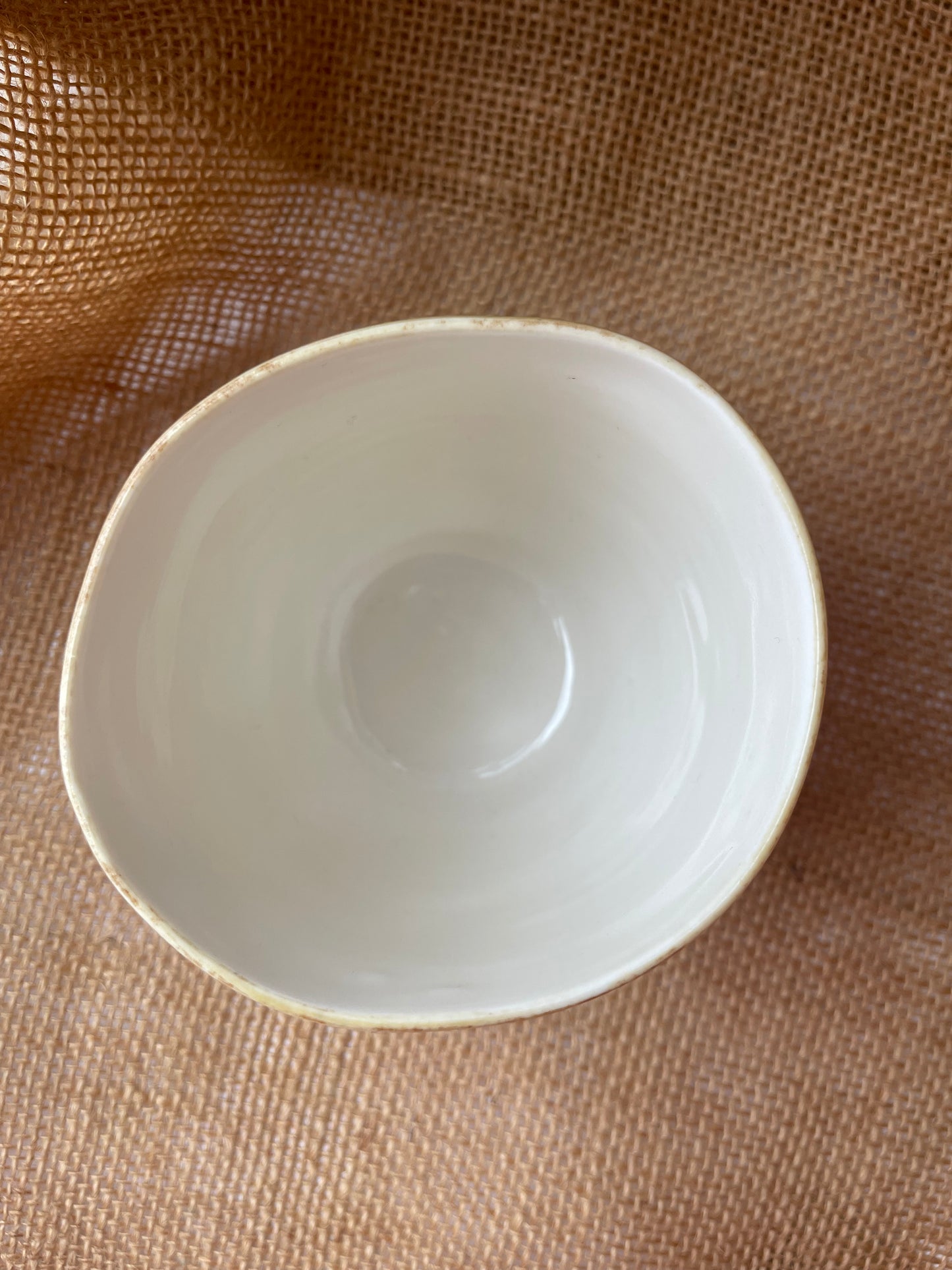 Mug in white and yellow, pebble shape, handmade ceramics #4