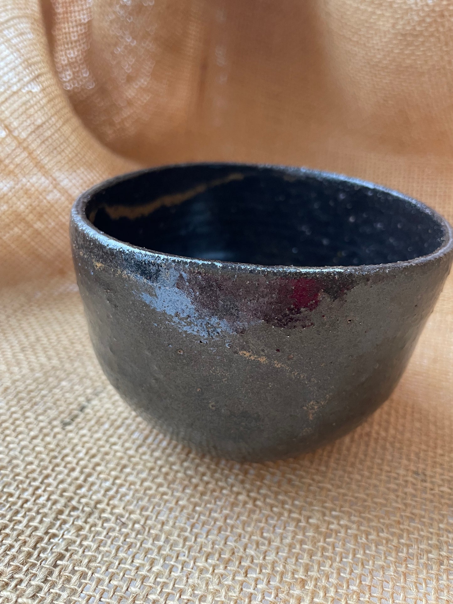 Mug in black with gold specks, pebble shape, handmade ceramics #3