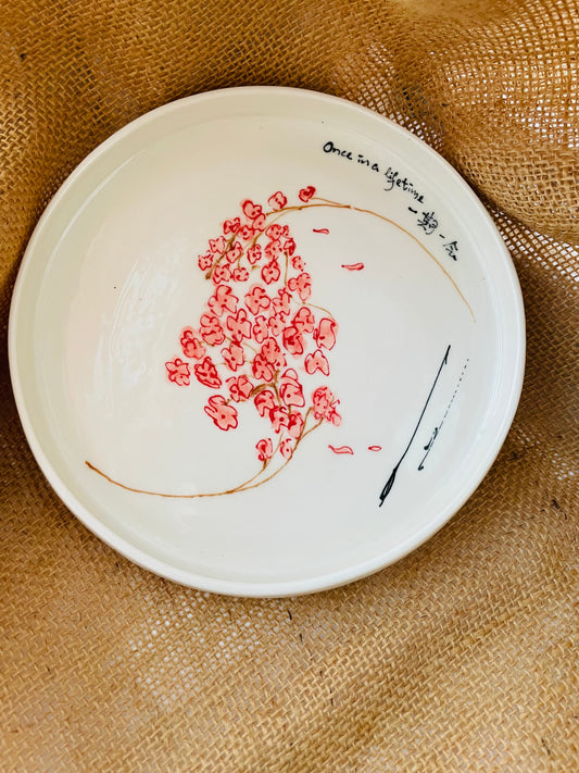 Sakura plate #6, sketch on porcelain