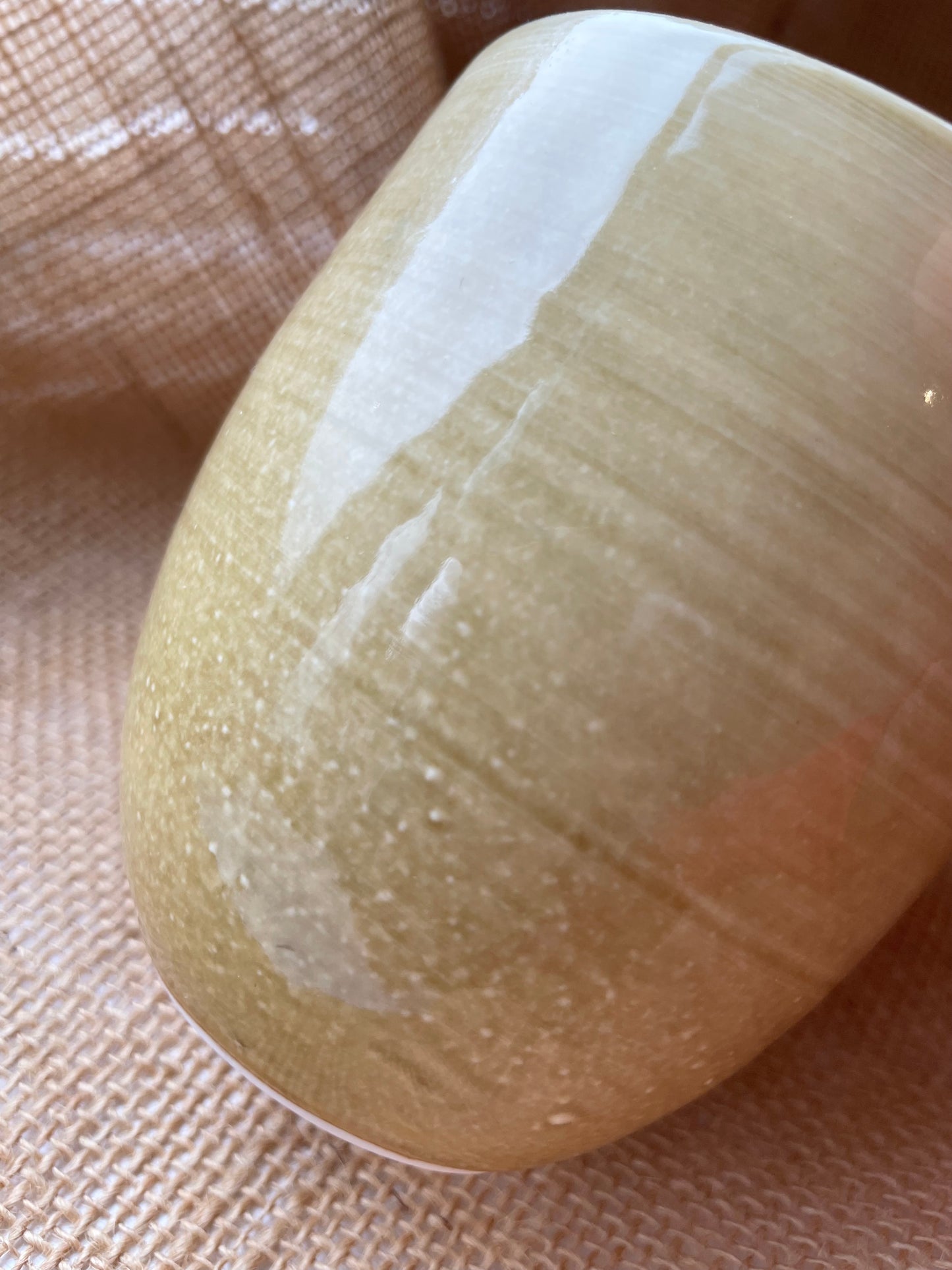 Mug in white and yellow, pebble shape, handmade ceramics #4