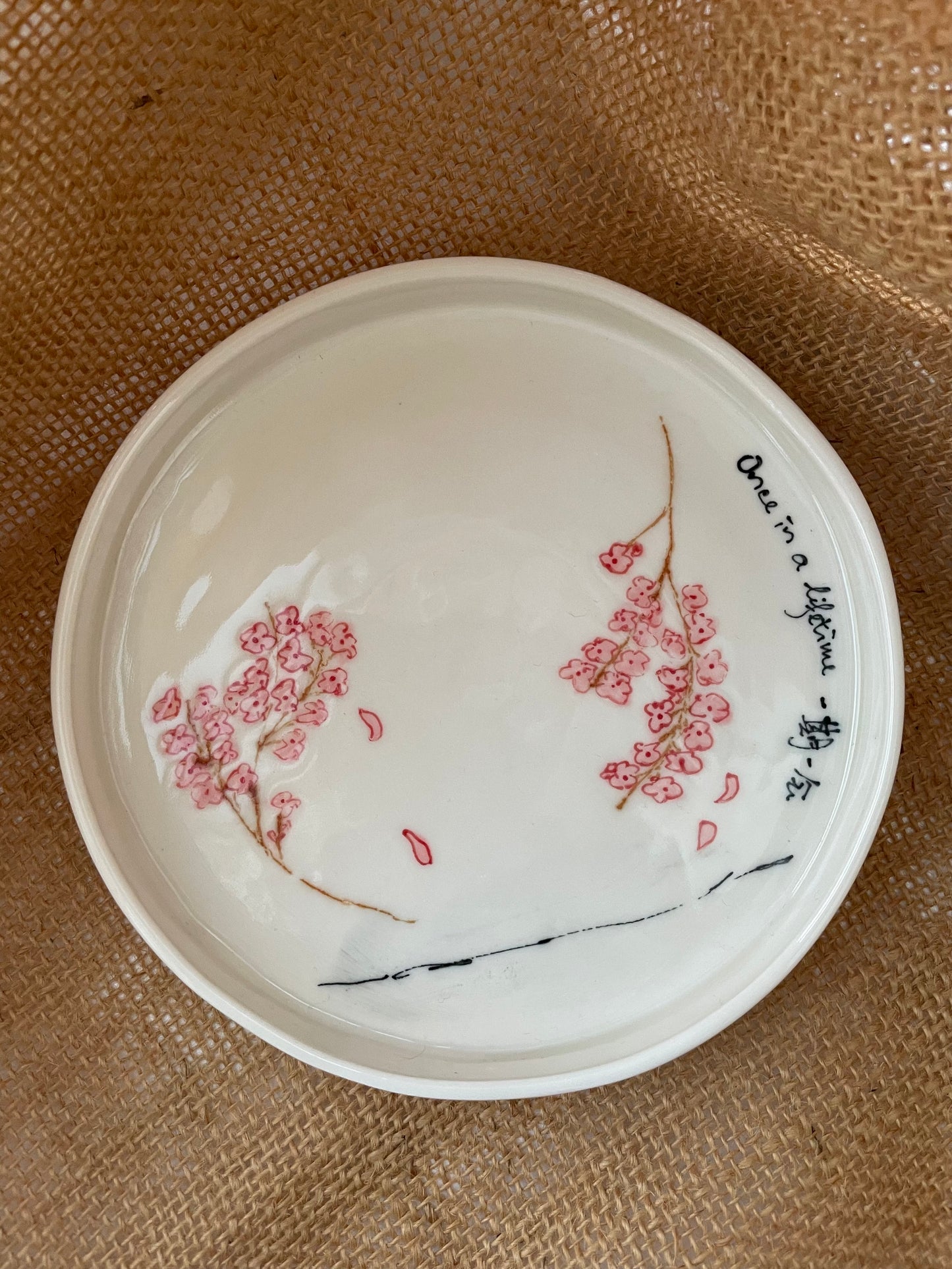 Sakura plate #5, sketch on porcelain