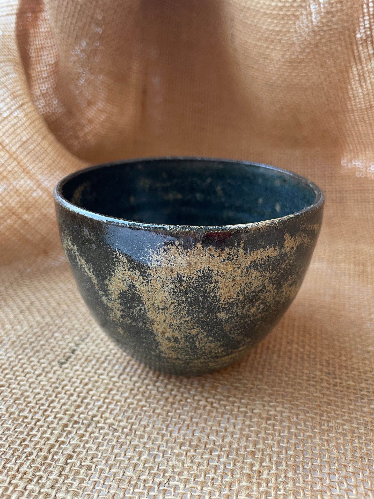 Mug in black with gold specks, pebble shape, handmade ceramics #2