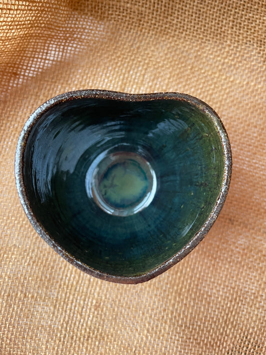 Mug in jade, heart shape, handmade ceramics #1