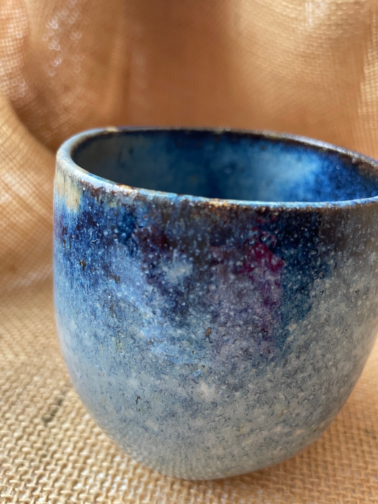 Mug in starry blue, heart shape, handmade ceramics #2