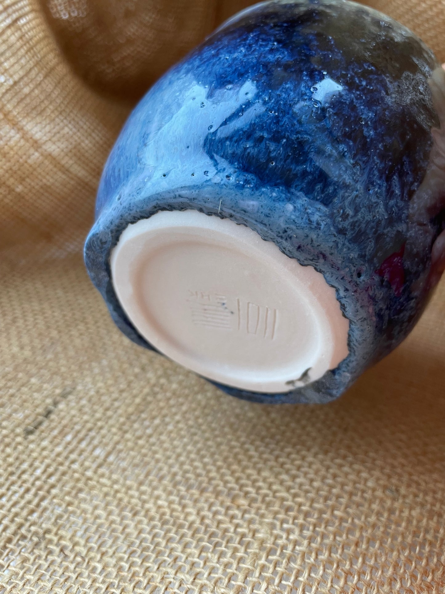 Mug in starry blue, round shape, handmade ceramics #3