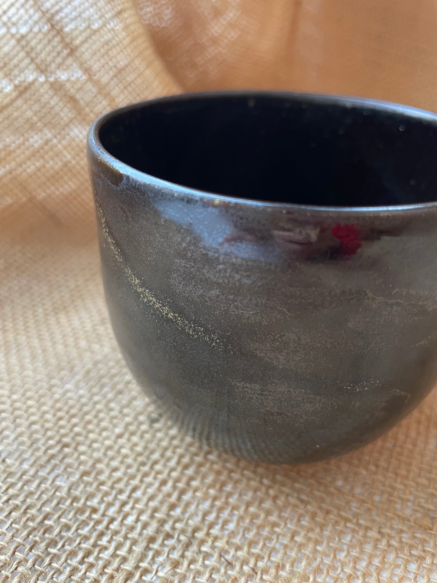 Mug in black with gold specks, round shape, handmade ceramics #2