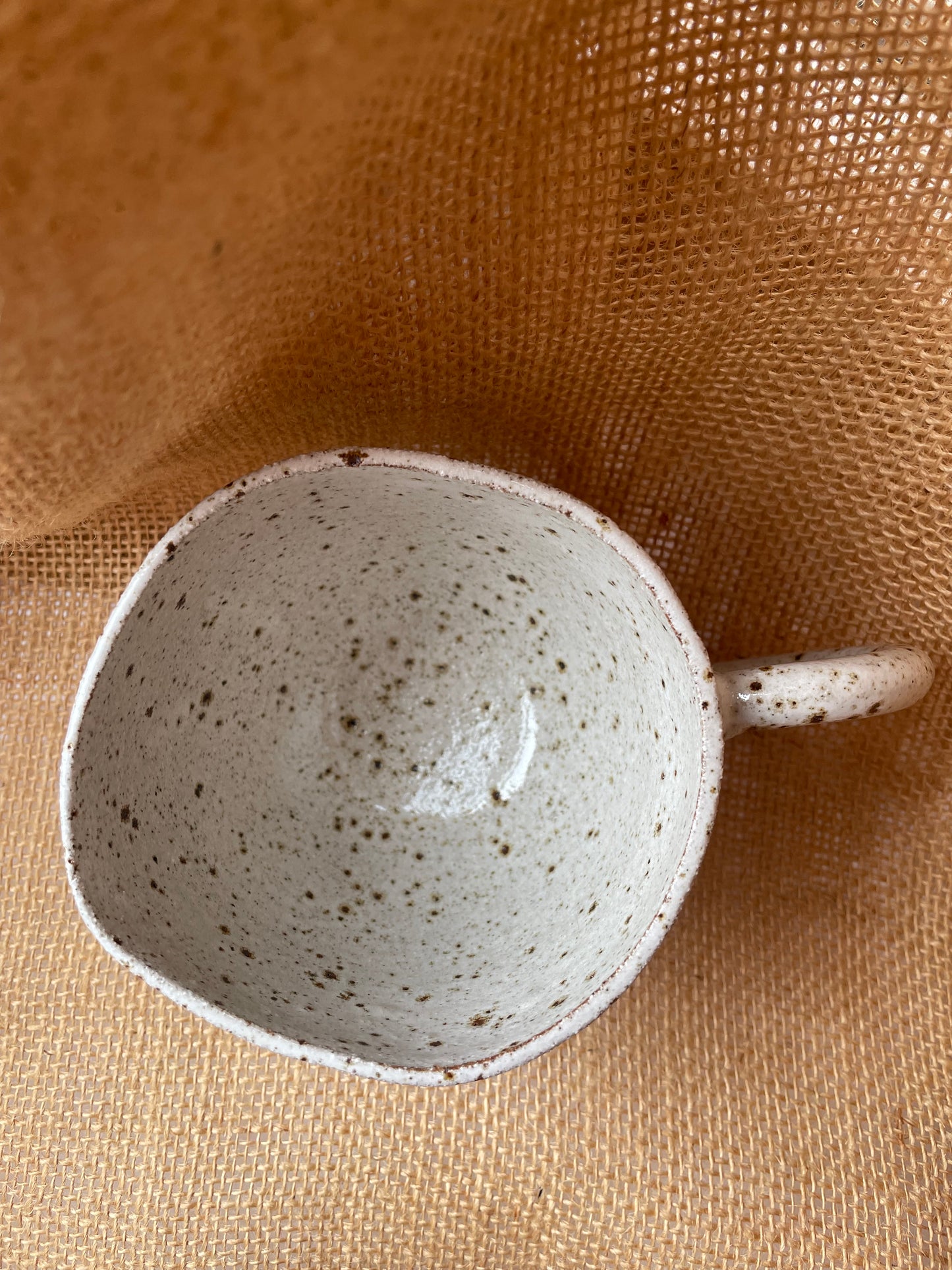 Question Mug in white, angular shape, handmade ceramics #1