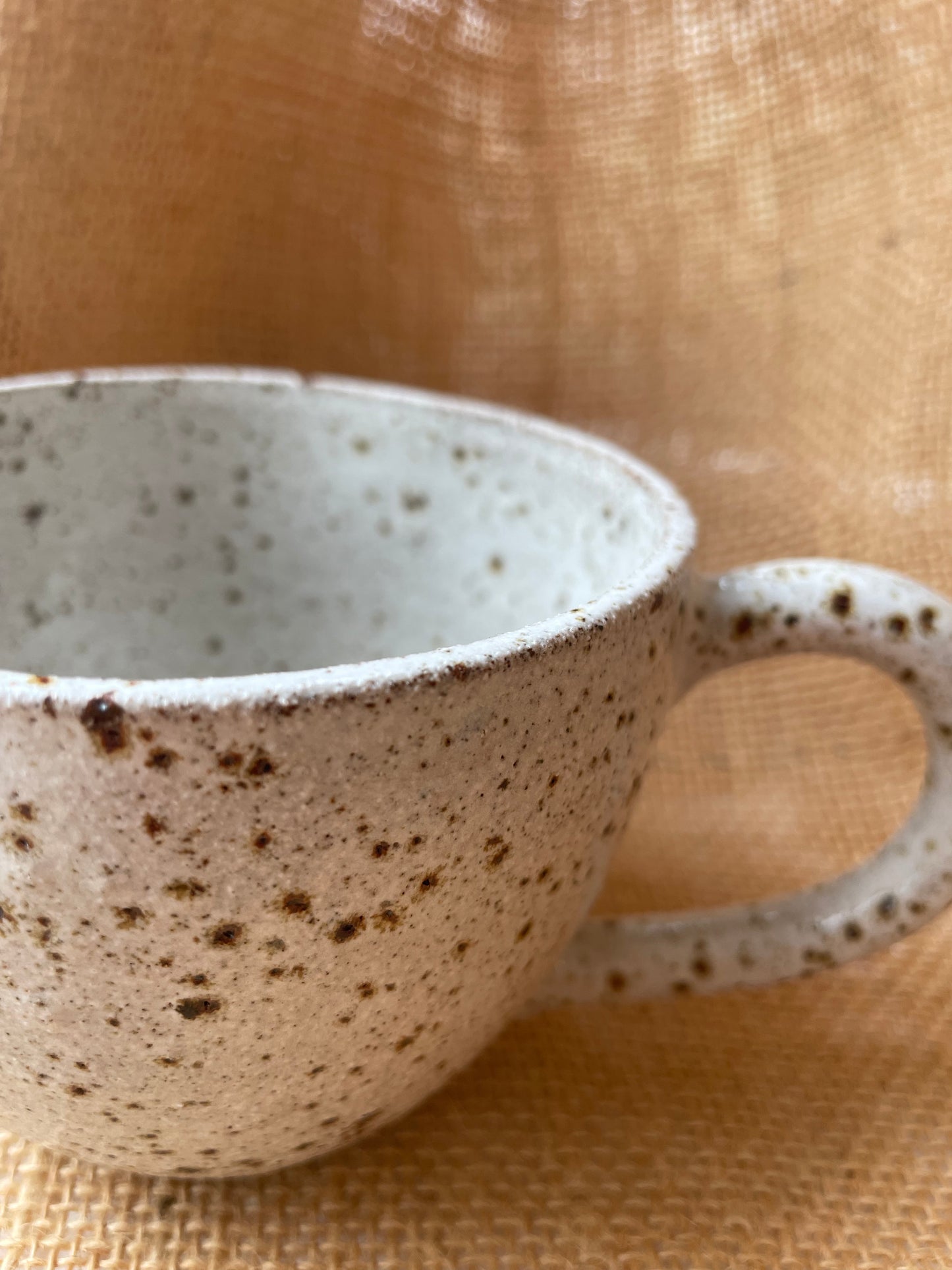 Question Mug in white, angular shape, handmade ceramics #1