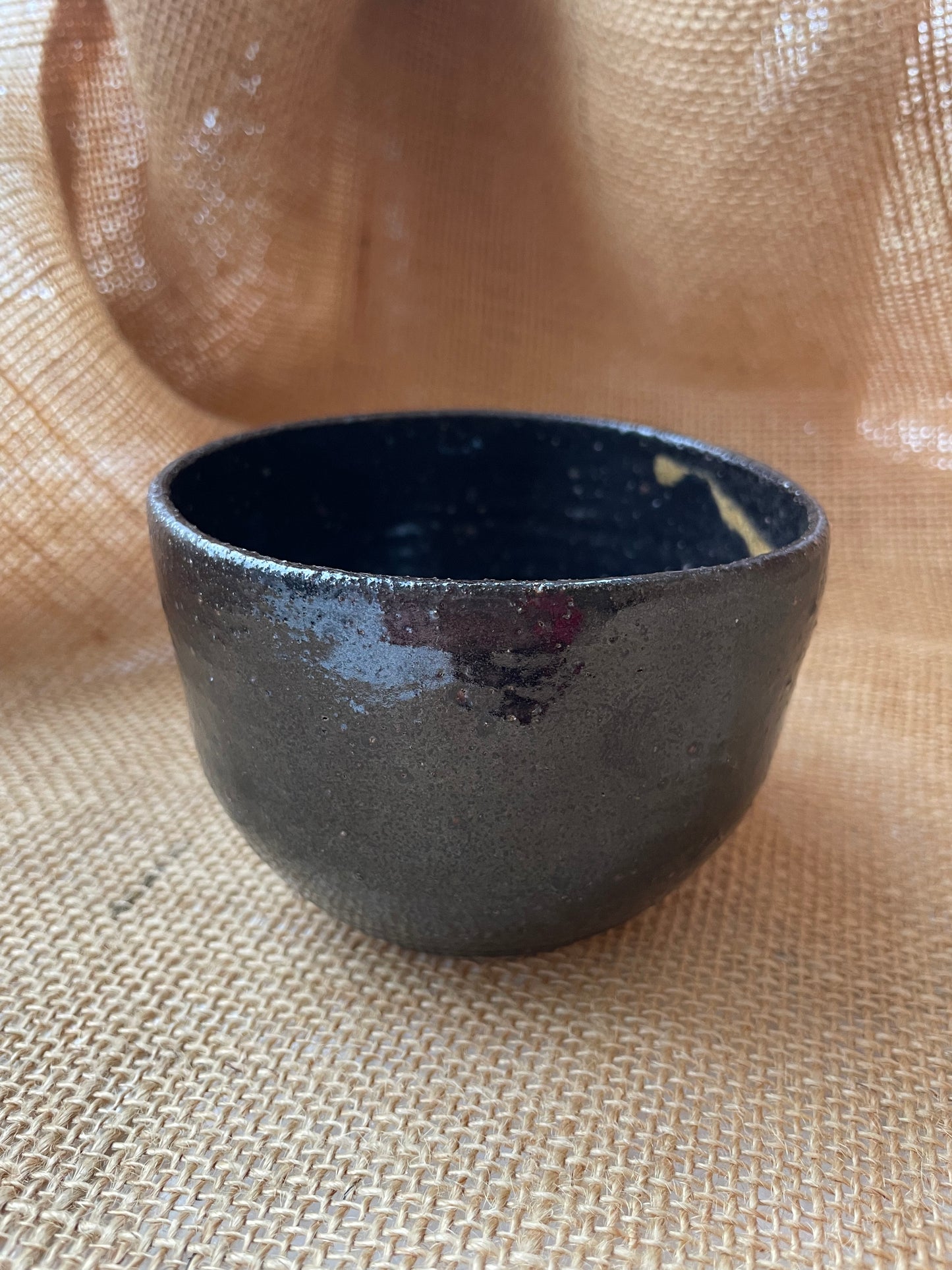 Mug in black with gold specks, pebble shape, handmade ceramics #3