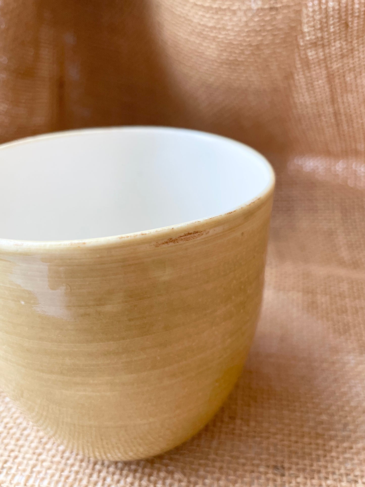 Mug in white and yellow, pebble shape, handmade ceramics #4