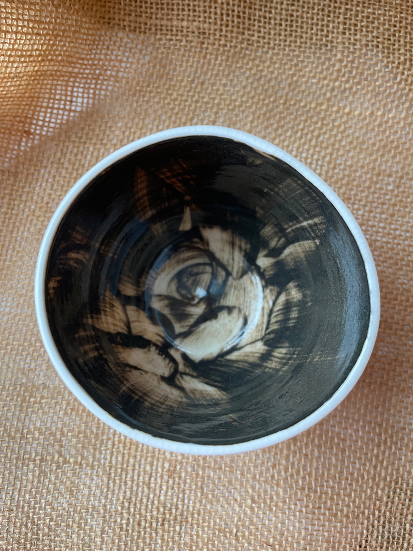 Mug in brown and white, pebble shape, handmade ceramics #6