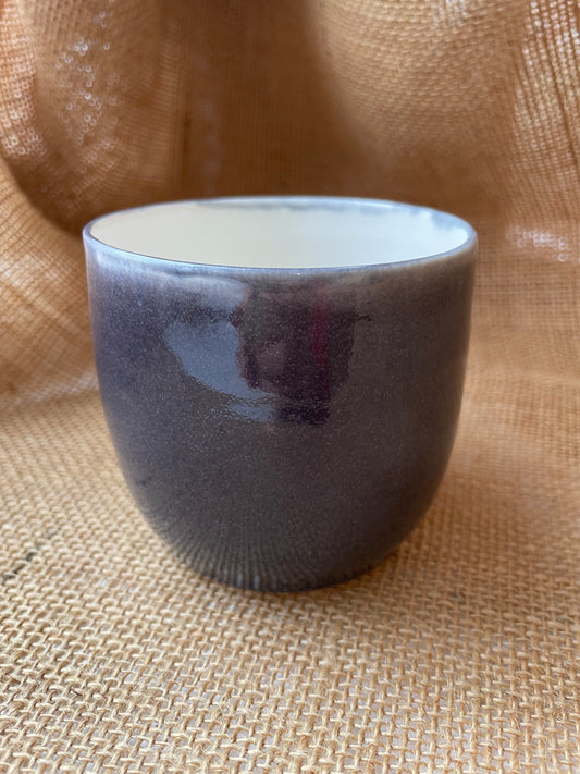 Mug in white and purple, pebble shape, handmade ceramics #3