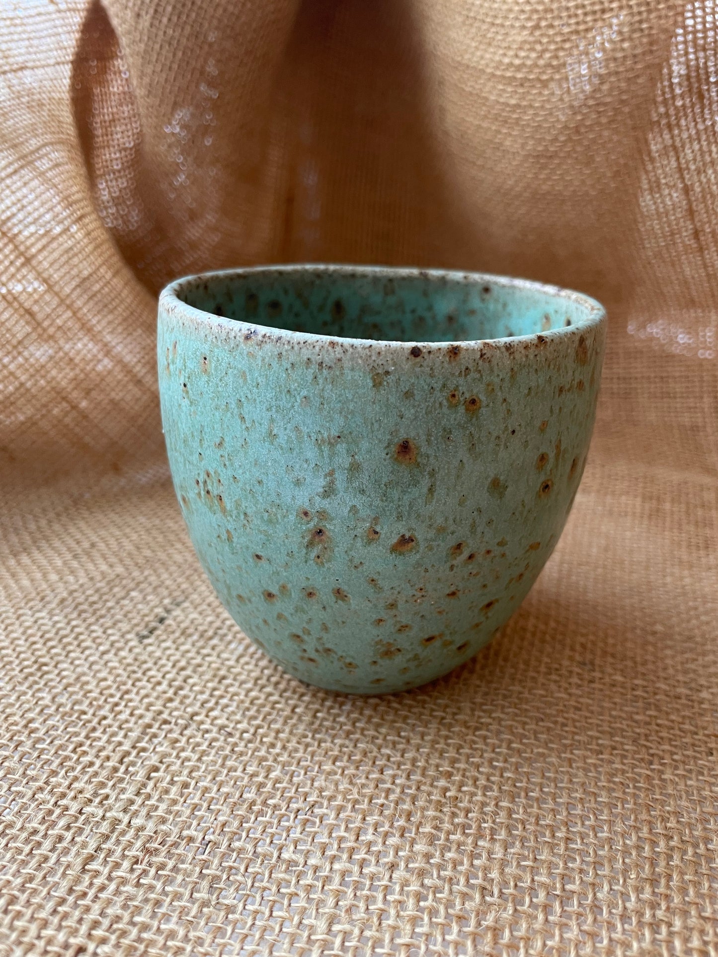 Mug in green, pebble shape, handmade ceramics #1