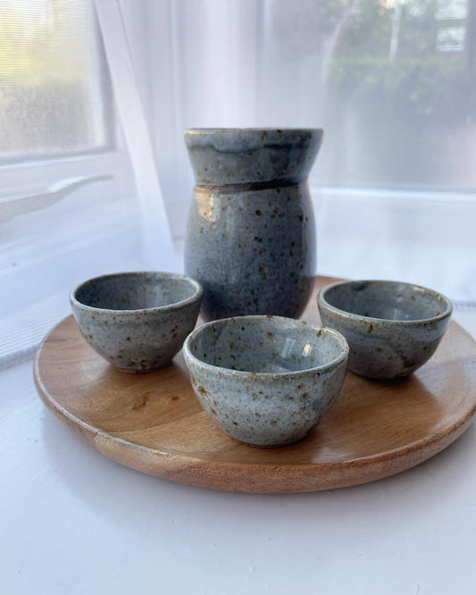 Sake Set in baby blue, handmade ceramics