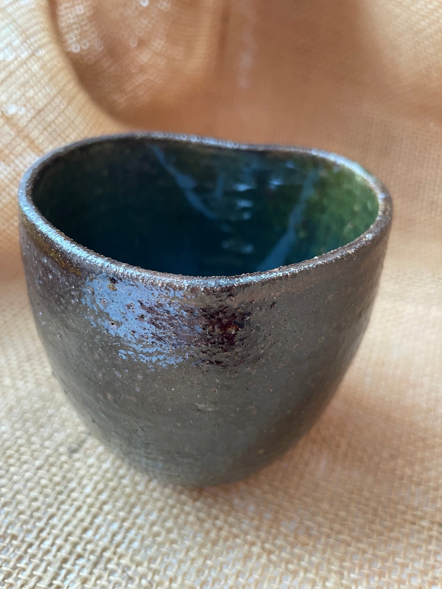 Mug in jade, heart shape, handmade ceramics #1