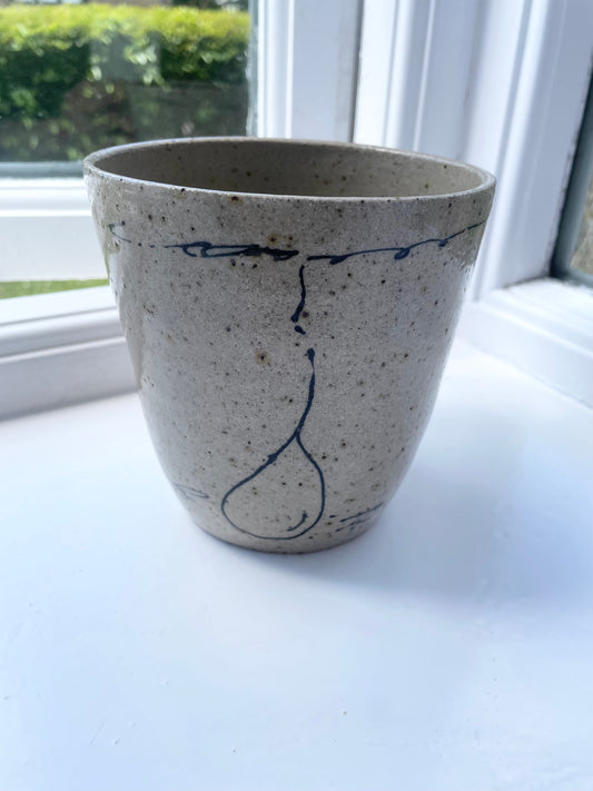 Be Water pot in flecked grey, handmade ceramics