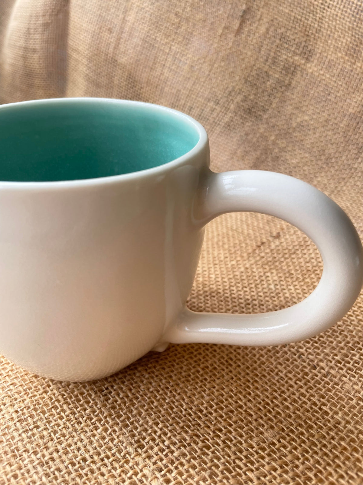 Question Mug in white, oval shape, handmade ceramics #2