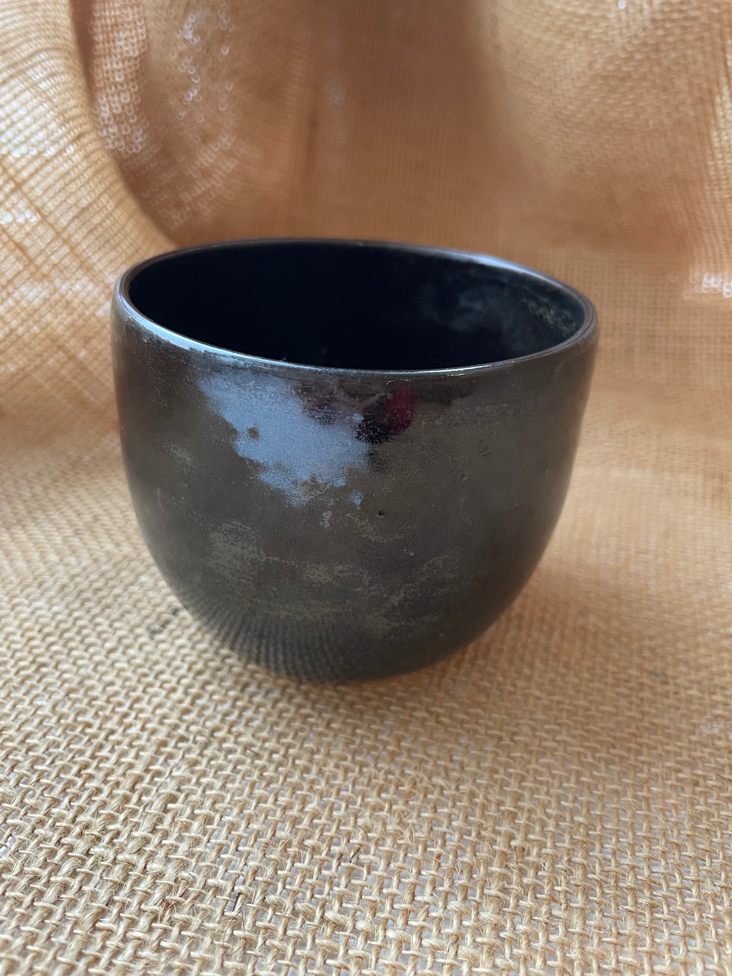 Mug in black with gold specks, round shape, handmade ceramics #2