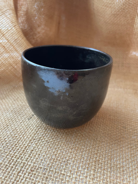 Mug in black with gold specks, round shape, handmade ceramics #2