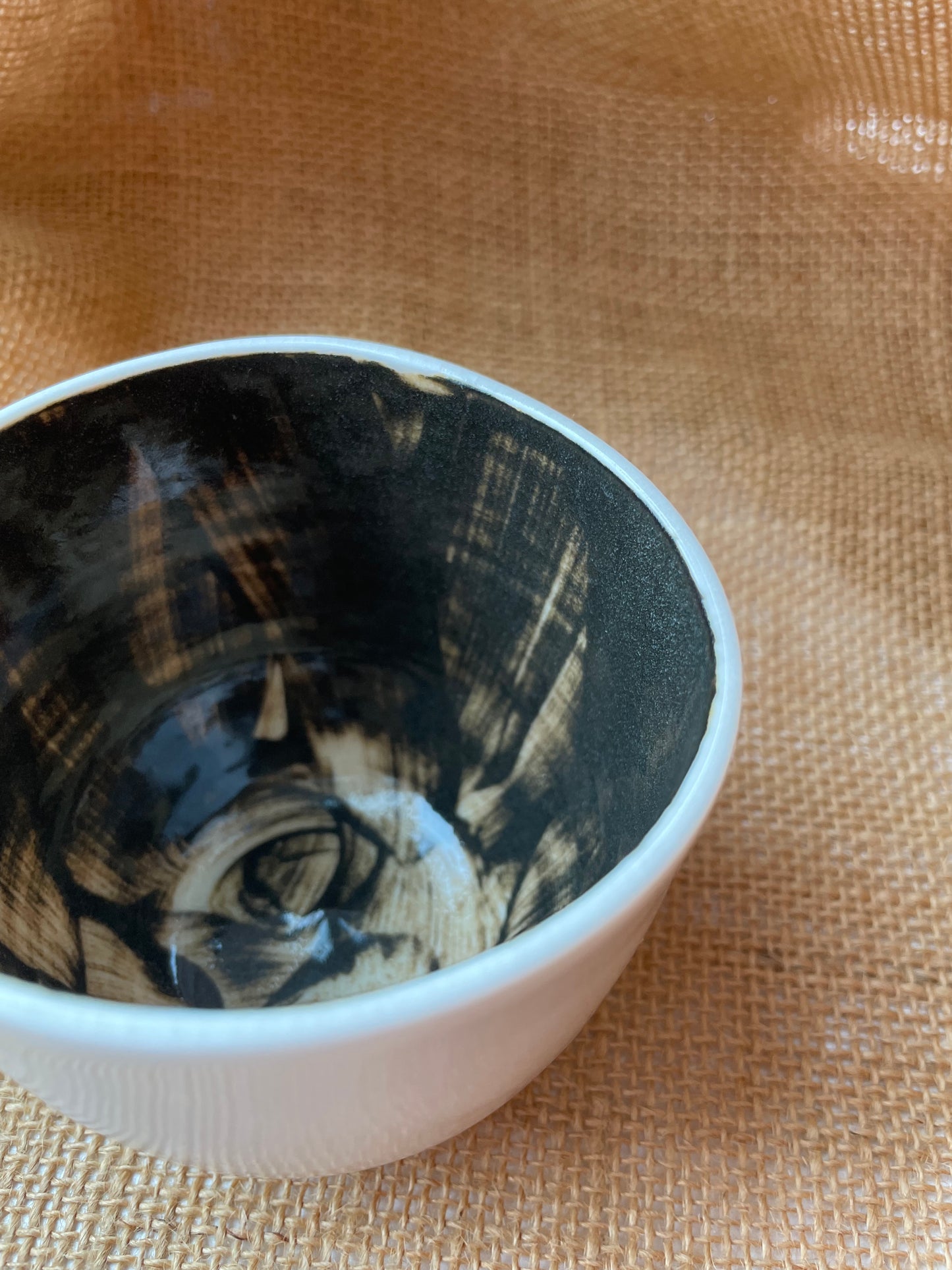 Mug in brown and white, pebble shape, handmade ceramics #6