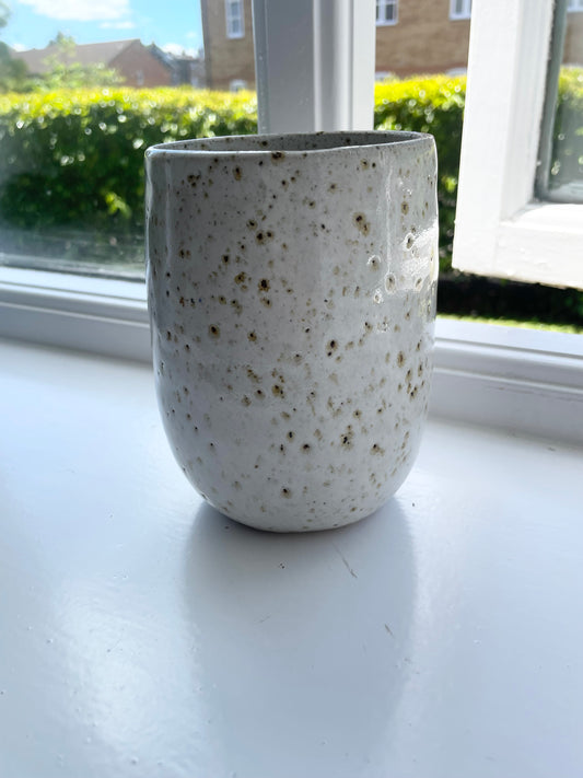 Vase in flecked white, handmade ceramics