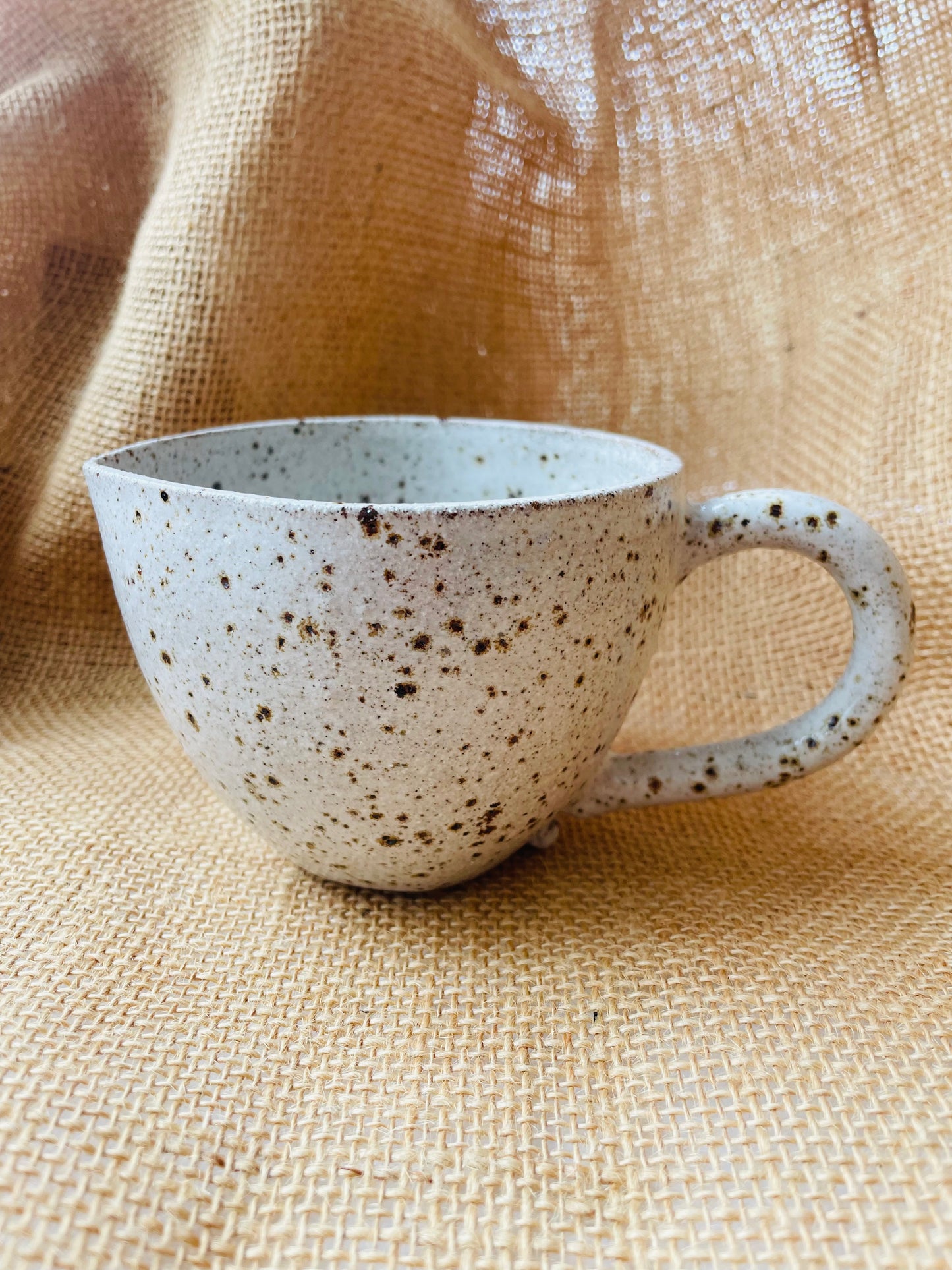 Question Mug in white, angular shape, handmade ceramics #1