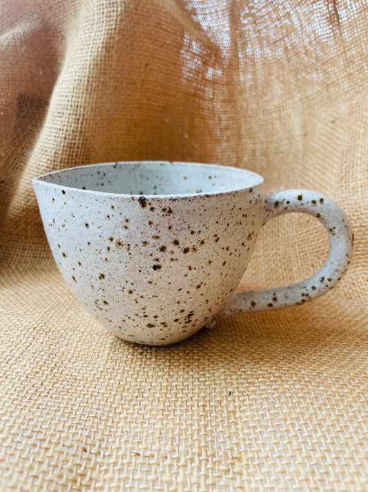 Question Mug in white, angular shape, handmade ceramics #1