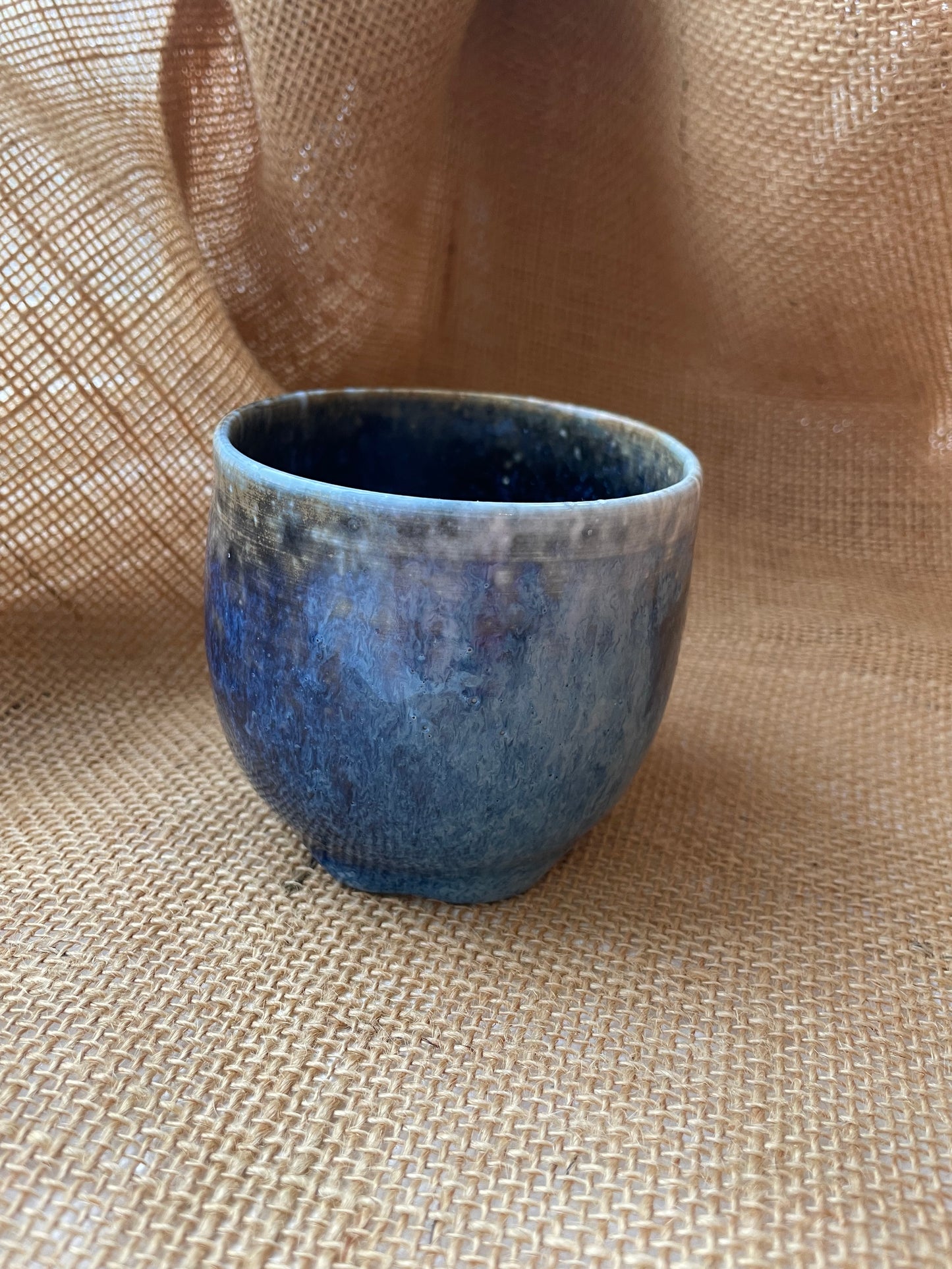 Mug in starry blue, round shape, handmade ceramics #3