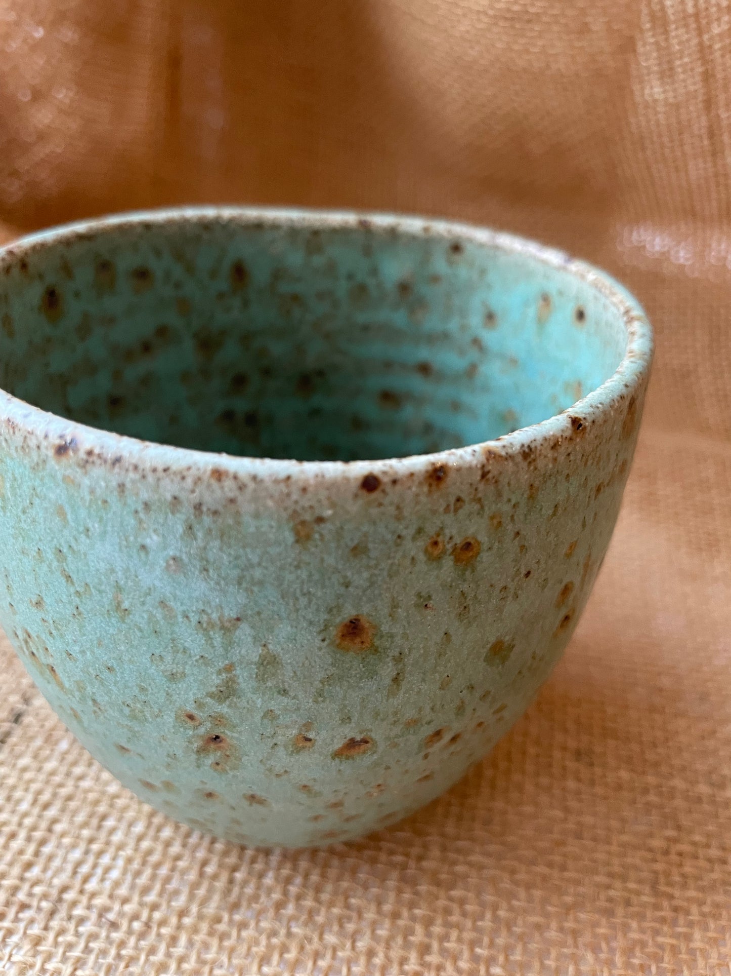 Mug in green, pebble shape, handmade ceramics #1