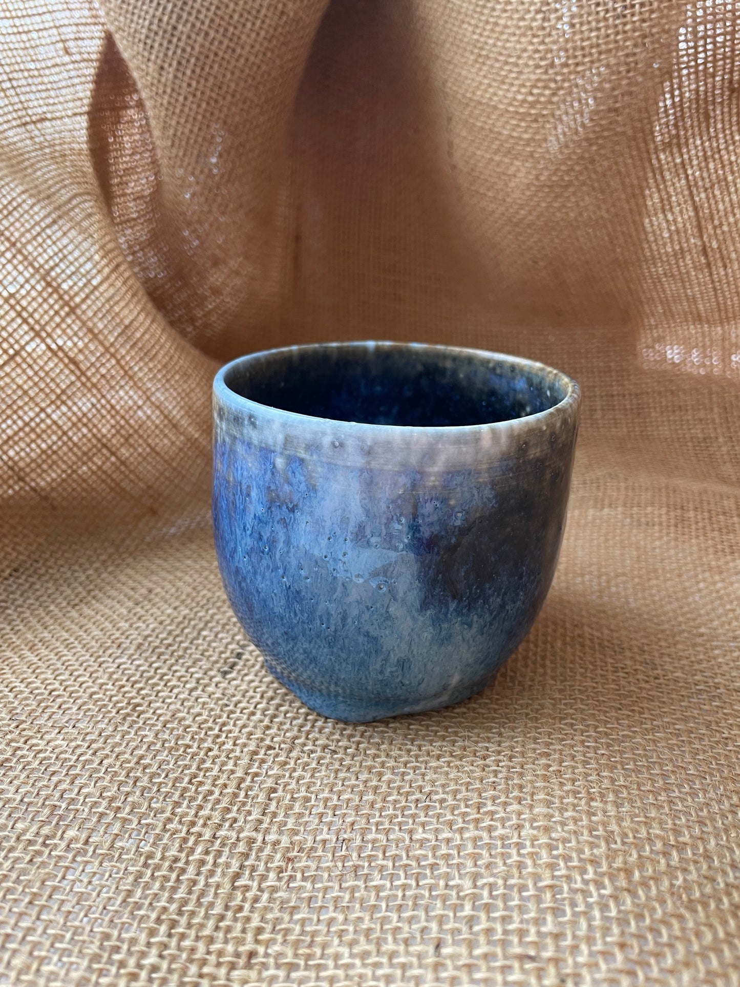 Mug in starry blue, round shape, handmade ceramics #3
