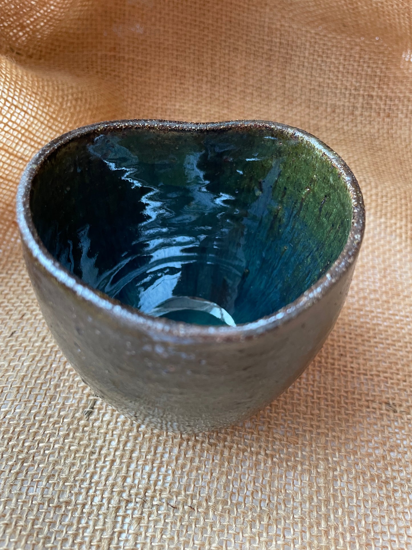 Mug in jade, heart shape, handmade ceramics #1
