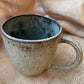 Question Mug in light brown, grogged, handmade ceramics