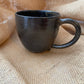 Question Mug in dark brown, grogged, handmade ceramics