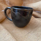 Question Mug in dark brown, grogged, handmade ceramics