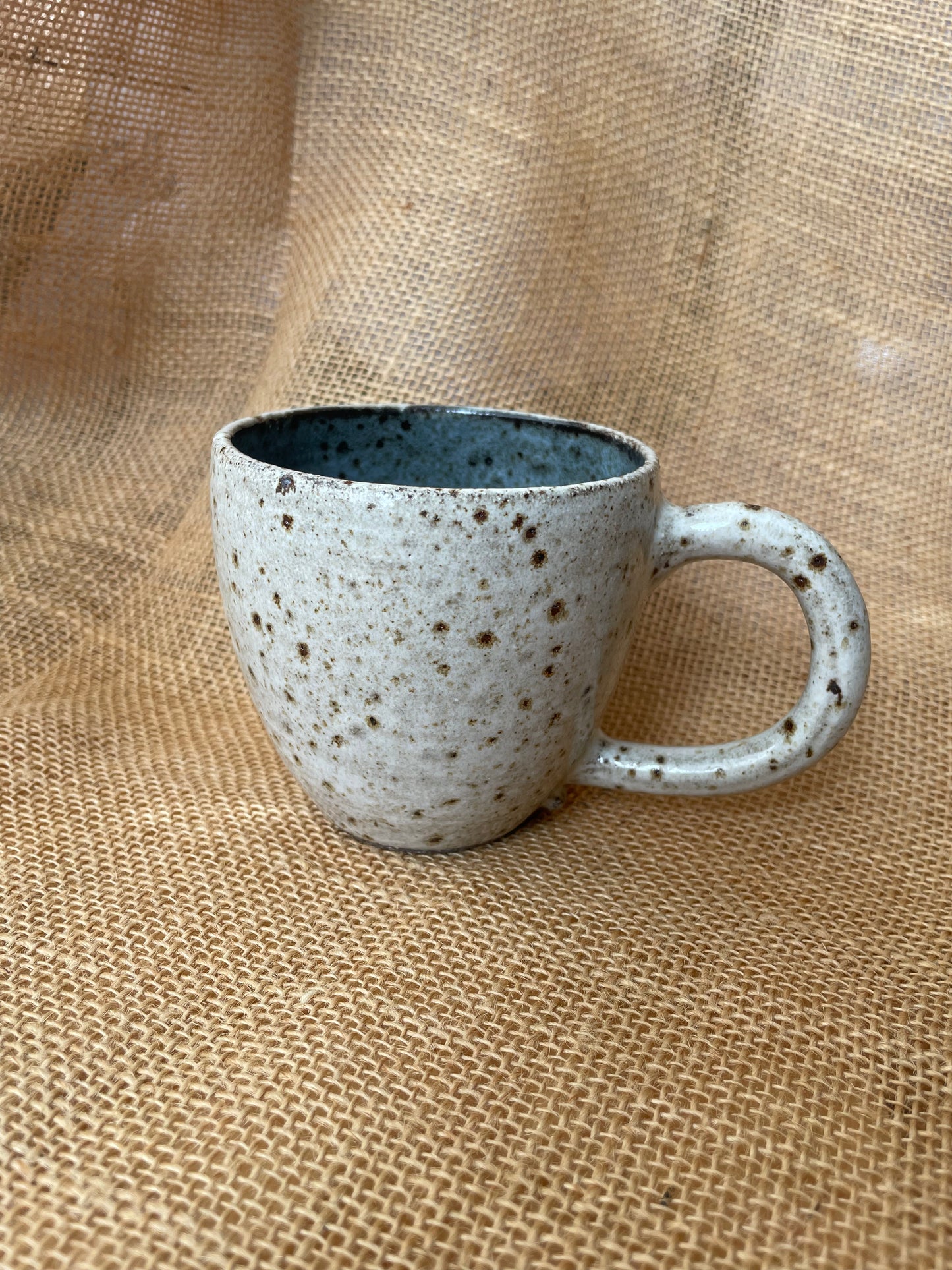 Question Mug in white and grey blue, grogged, handmade ceramics #4